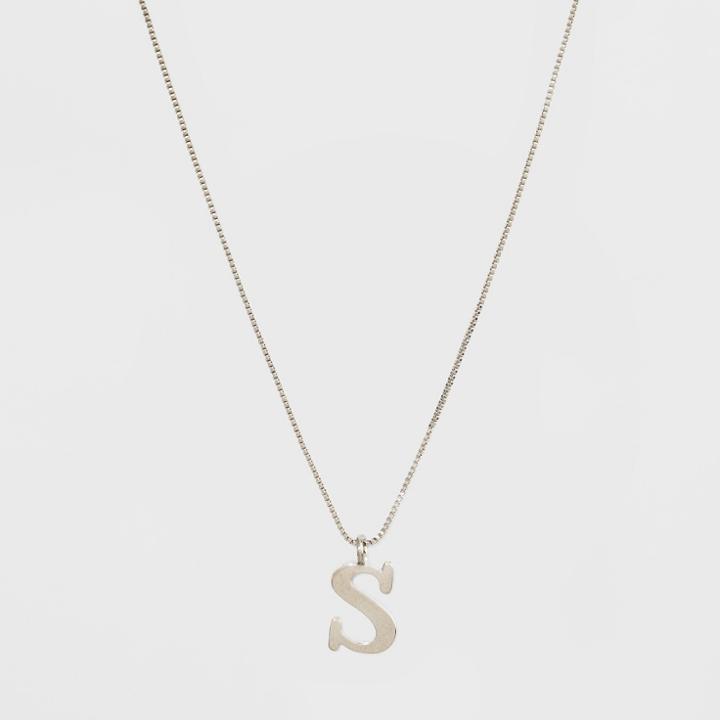 Silver Plated Initial S Pendant Necklace - A New Day Silver, Size: Small,