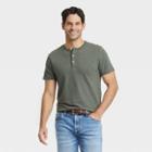 Men's Standard Fit Short Sleeve Henley Shirt - Goodfellow & Co Olive