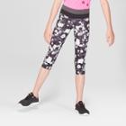 Girls' Printed Performance Capri Leggings - C9 Champion Black Tulips