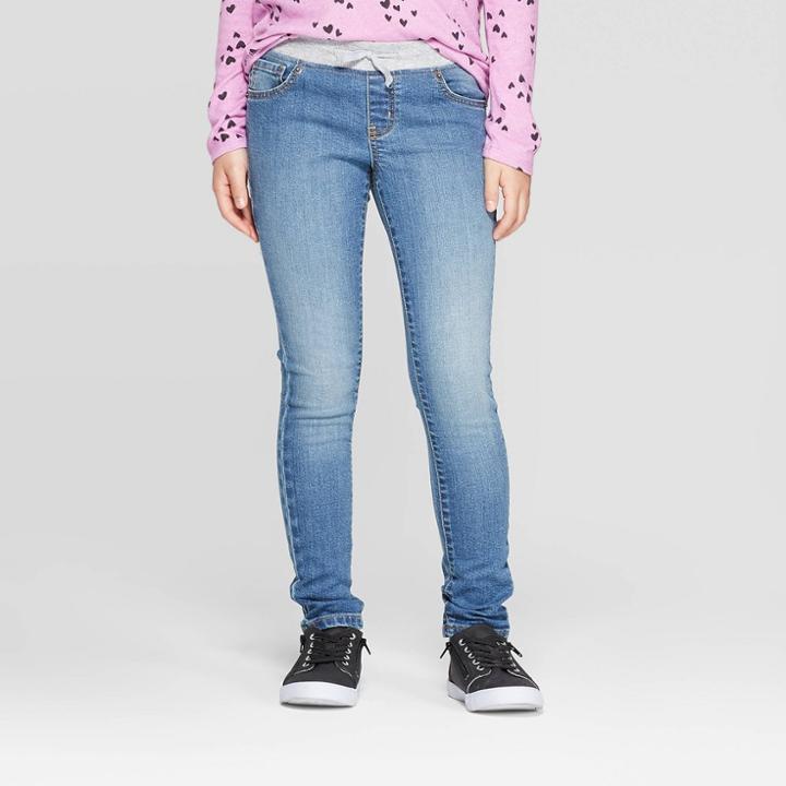 Girls' Knit Waist Jeans - Cat & Jack Medium Wash
