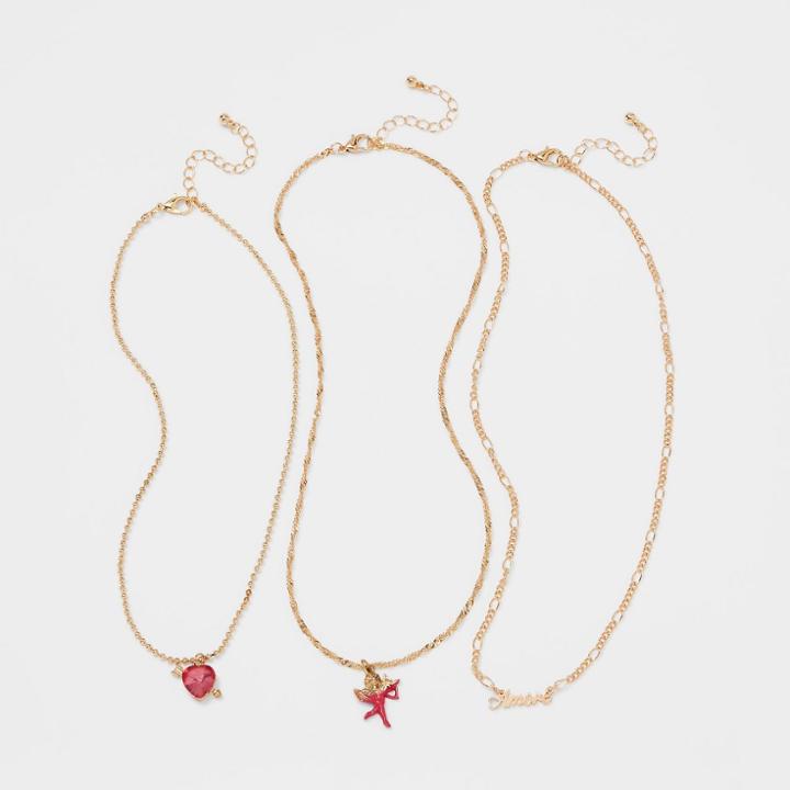 Girls' 3pk Layered Cherub Necklace Set - Art Class