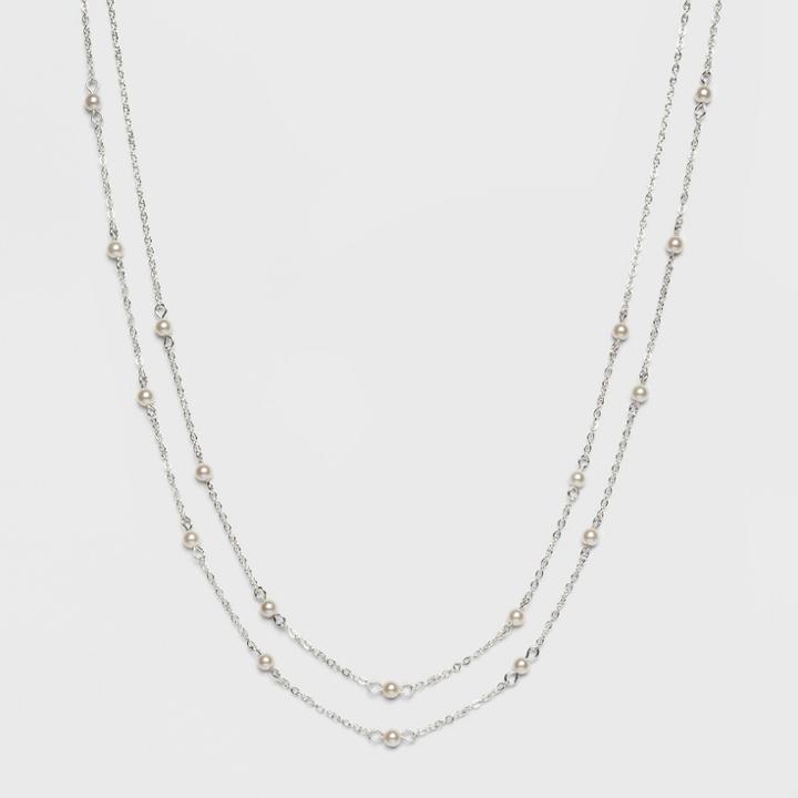 Pearls Short Necklace - A New Day Silver,