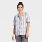 Women's Plaid Short Sleeve Button-front Blouse - Universal Thread Lilac