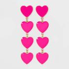 Sugarfix By Baublebar Stacked Heart Drop Earrings - Hot Pink