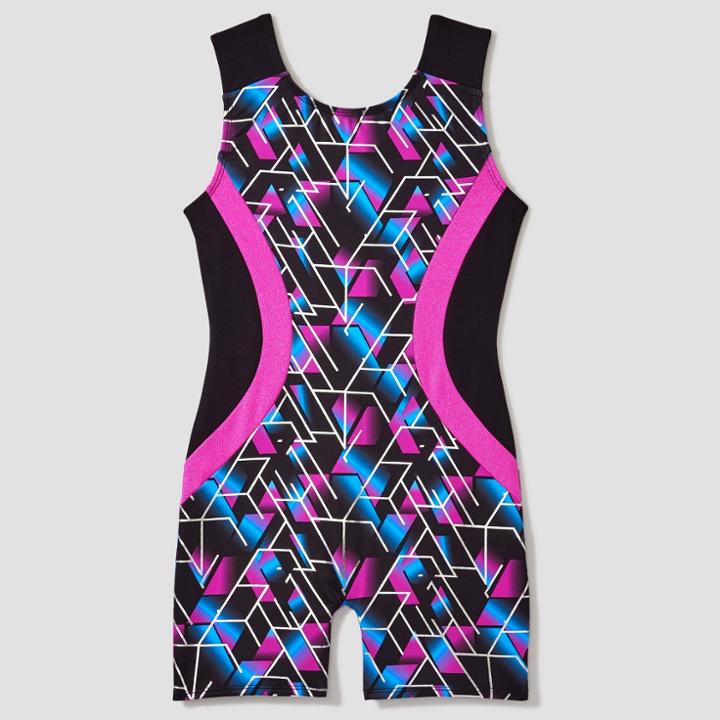 Freestyle By Danskin Girls' Activewear Biketard - Magenta/black Xs,