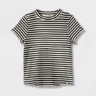 Girls' Short Sleeve Rib T-shirt - Cat & Jack Black/cream