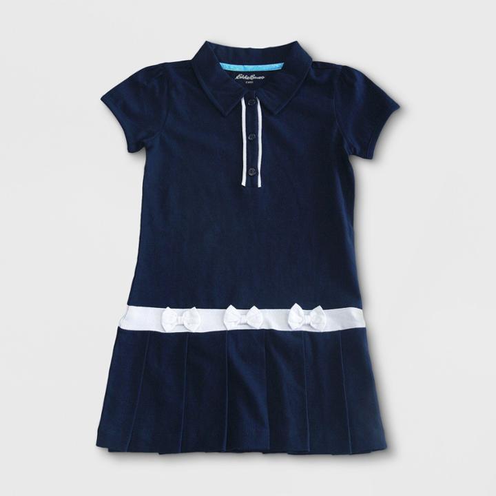 Eddie Bauer Girls' Pleated Uniform Dress Navy