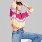 Women's Crewneck Oversized Tie-dye Pullover Sweater - Wild Fable Pink/white