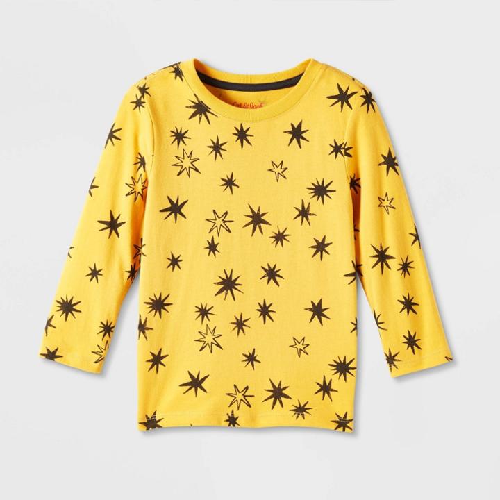 Toddler Boys' Long Sleeve Jersey Knit Crewneck T-shirt - Cat & Jack Mustard Yellow