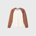 Men's Standard Fit Long Sleeve Baseball T-shirt - Goodfellow & Co Brown