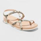 Women's Eden Snake Print Strappy Toe Loop Sandals - A New Day Gray