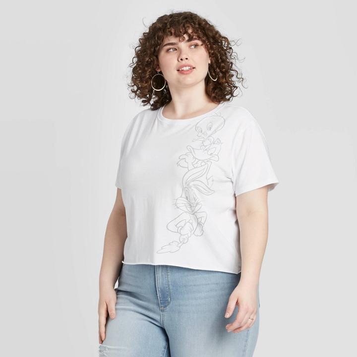 Women's Looney Tunes Plus Size Short Sleeve Graphic T-shirt (juniors') - White 3x, Women's,