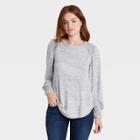 Women's Long Sleeve Knit Top With Lace Detail - Knox Rose Gray