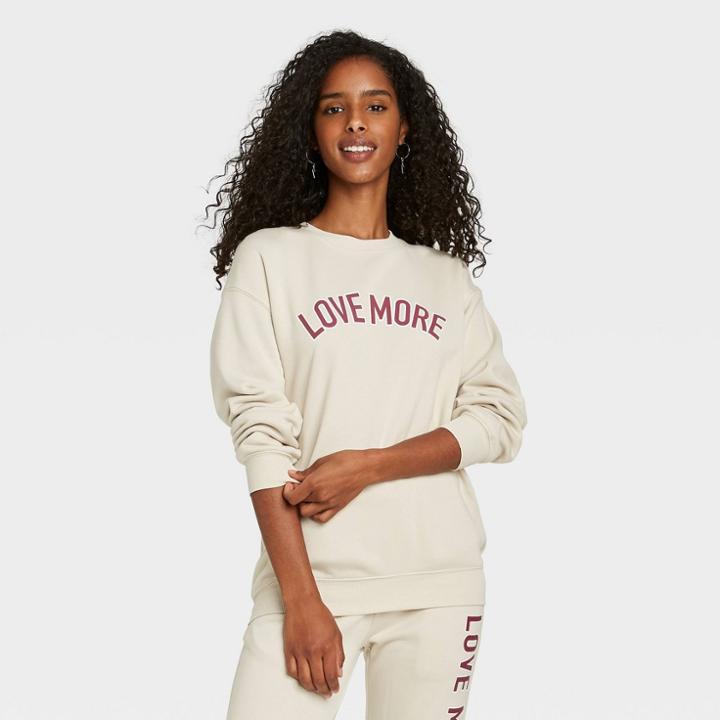 Zoe+liv Women's Love More Graphic Sweatshirt - Cream