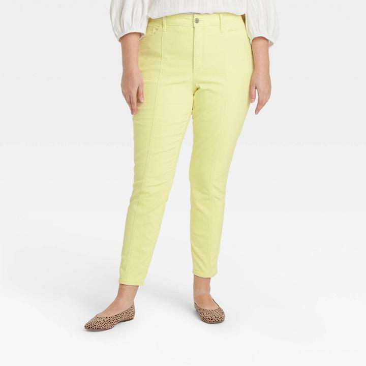 Women's Plus Size High-rise Skinny Stretch Ankle Jeans - Universal Thread Yellow