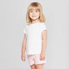 Petitetoddler Girls' Short Sleeve T-shirt - Cat & Jack Eco White