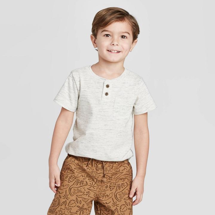 Toddler Boys' Henley T-shirt - Cat & Jack Cream 12m, Toddler Boy's, Beige