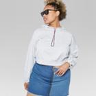Women's Plus Size Cropped Balloon Sleeve Hoodie - Wild Fable Heather Grey