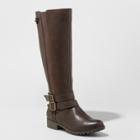 Women's Britney Wide Calf Buckle Riding Boots - Universal Thread Brown 9.5 Wc, Size: