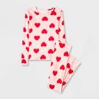 Girls' 2pc Long Sleeve Snuggly Soft Pajama Set - Cat & Jack Pink/red