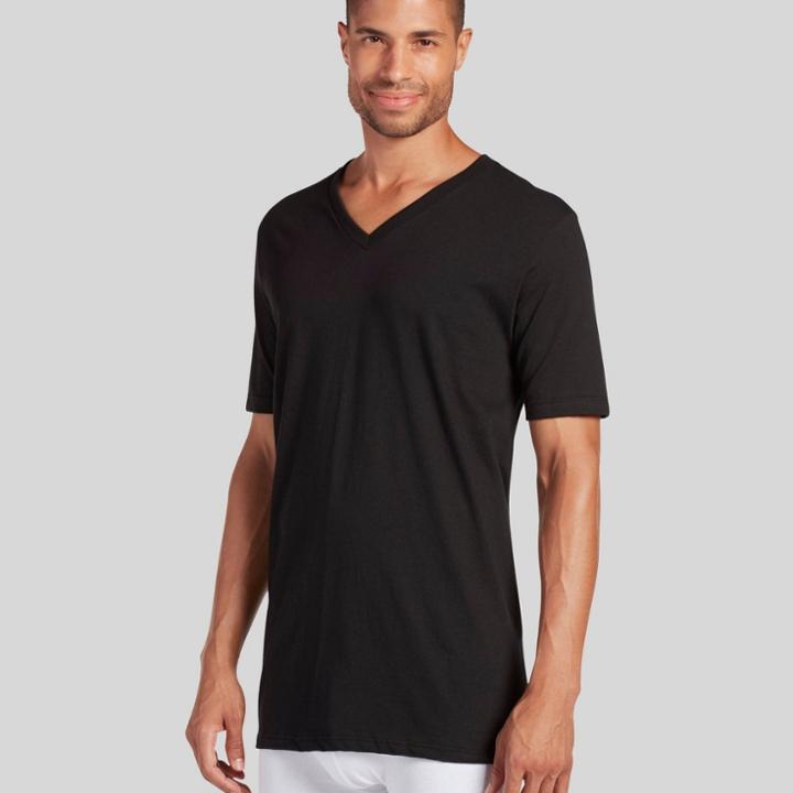 Jockey Generation Men's Tall Cotton V-neck Undershirt 2pk - Black