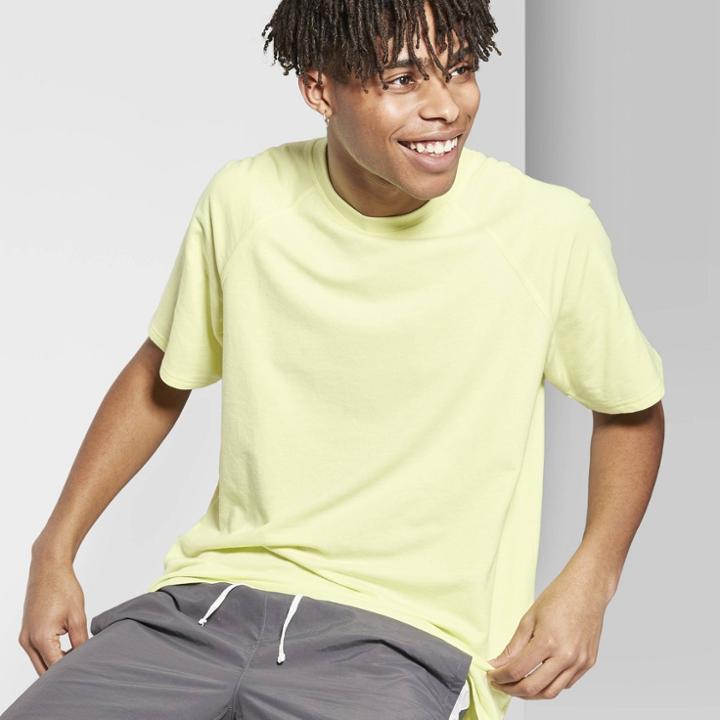 Men's Short Sleeve Raw Edge Raglan T-shirt - Original Use Lemon