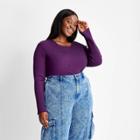 Women's Plus Size Party Twisted Back Crewneck Pullover Sweater - Future Collective With Kahlana Barfield Brown Purple
