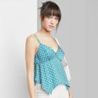 Women's Satin Handkerchief Hem Tank Top - Wild Fable Azure Floral