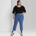 Women's Plus Size V-neck Rib Knit Pullover Sweater - Wild Fable Black