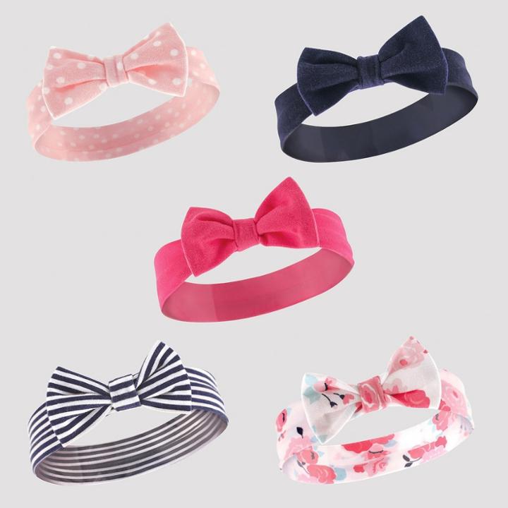 Hudson Baby Girls' 5pk Headband Set - Navy (blue) 0-12m, Size: