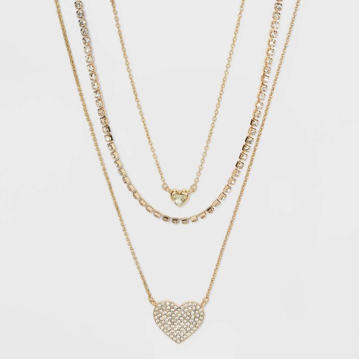 Sugarfix By Baublebar Double Heart And Chain Multi-strand Necklace - Gold