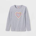 Girls' 'heart' Long Sleeve Graphic T-shirt - Cat & Jack Heather Gray