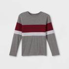Boys' Colorblock Long Sleeve T-shirt - Cat & Jack Gray/maroon