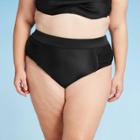 Women's Plus Size Shirred Side High Waist Bikini Bottom - Kona Sol Black