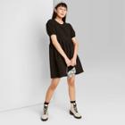 Women's Puff Short Sleeve Seersucker Dress - Wild Fable Black