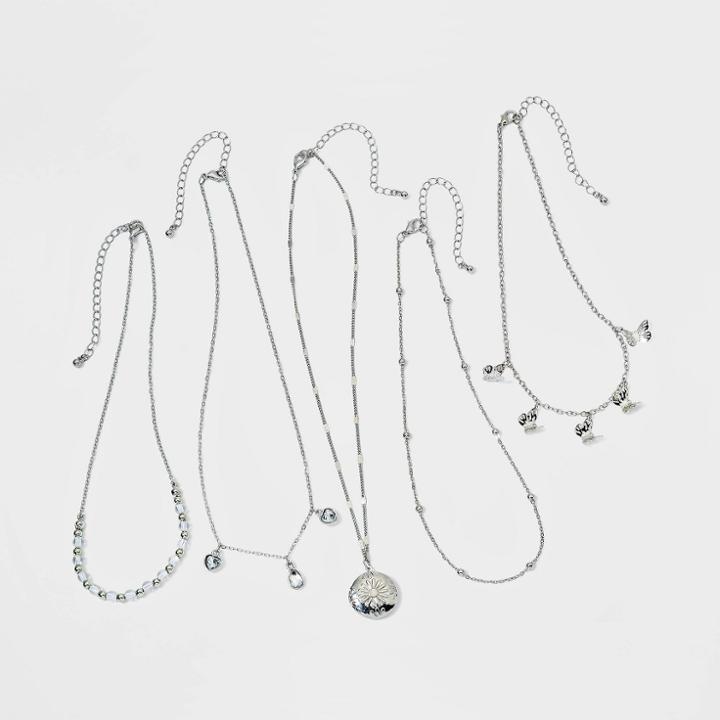 Girls' 5pk Butterfly And Pendant Set Necklace - Art Class , Red/silver