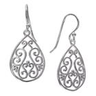 Distributed By Target Women's Filigree Teardrop Drop Earrings In Sterling Silver - Gray