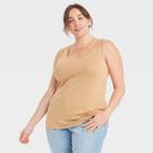 Women's Plus Size Slim Fit Tank Top - Ava & Viv Tan