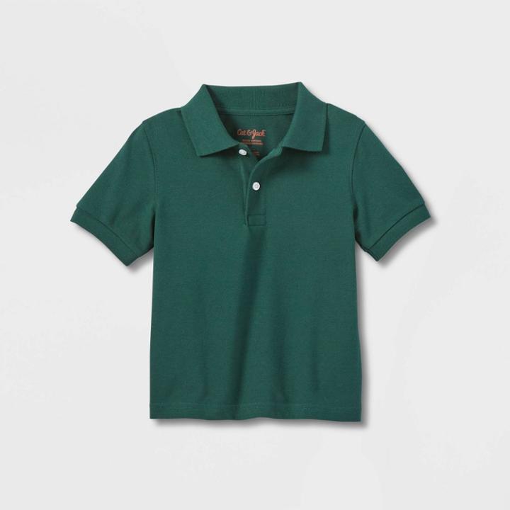 Toddler Boys' Short Sleeve Pique Uniform Polo Shirt - Cat & Jack Dark Green
