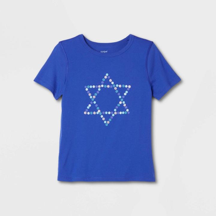 Kids' Adaptive Short Sleeve Hanukkah 'star' Graphic T-shirt - Cat & Jack Royal Blue
