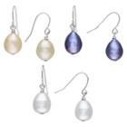 Target 9-10mm Freshwater Cultured Rice Pearl Hook Earrings Set Of 3 - White/pink/black, White/ Pink/ Black
