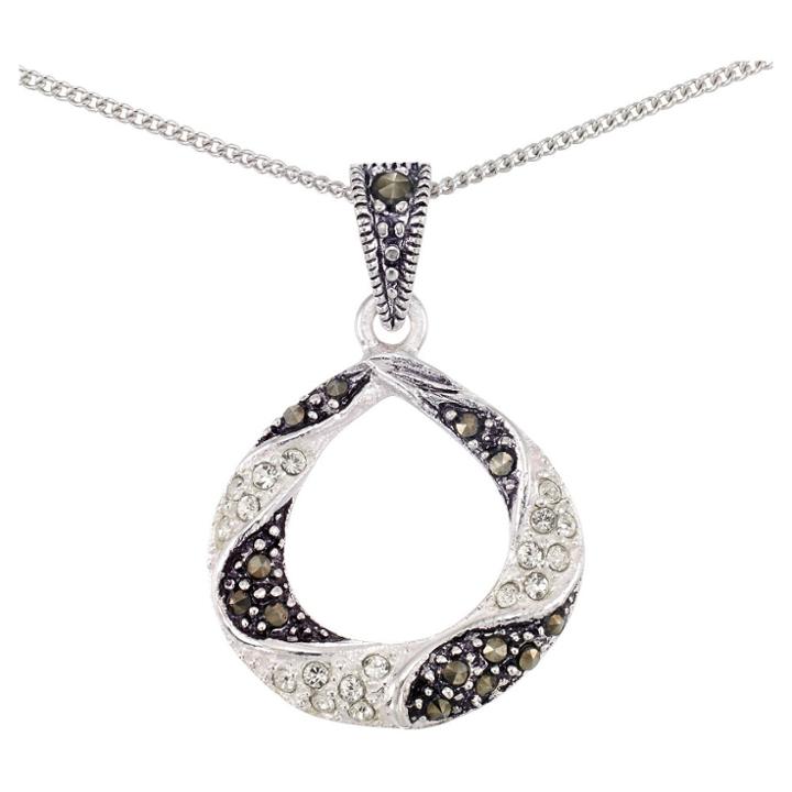 Target Marcasite Oval Pendant On Chain-sterling Silver, Girl's,