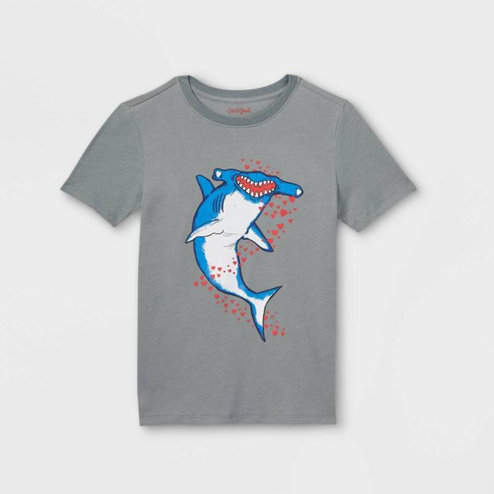 Boys' 'heart Eyes Hammerhead Shark' Short Sleeve Graphic T-shirt - Cat & Jack Heather Gray
