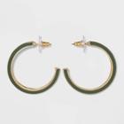Worn Gold Post Enamel Hoop Earring - Universal Thread Green, Women's,