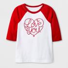 Toddler 3/4 Sleeve 'love You' Baseball T-shirt - Cat & Jack White 12m, Kids Unisex