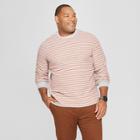 Men's Big & Tall Striped Regular Fit Long Sleeve Textured Crew Neck Shirt - Goodfellow & Co Gray