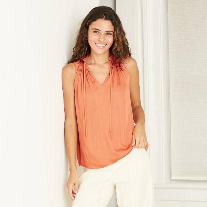 Women's Smocked Tank Top - A New Day Orange