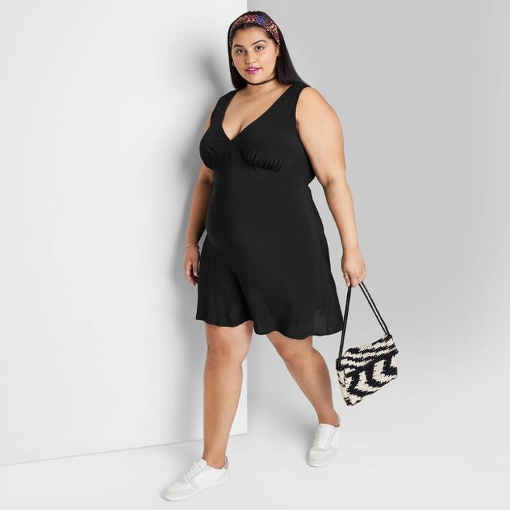 Women's Plus Size Woven Slip Dress - Wild Fable Black