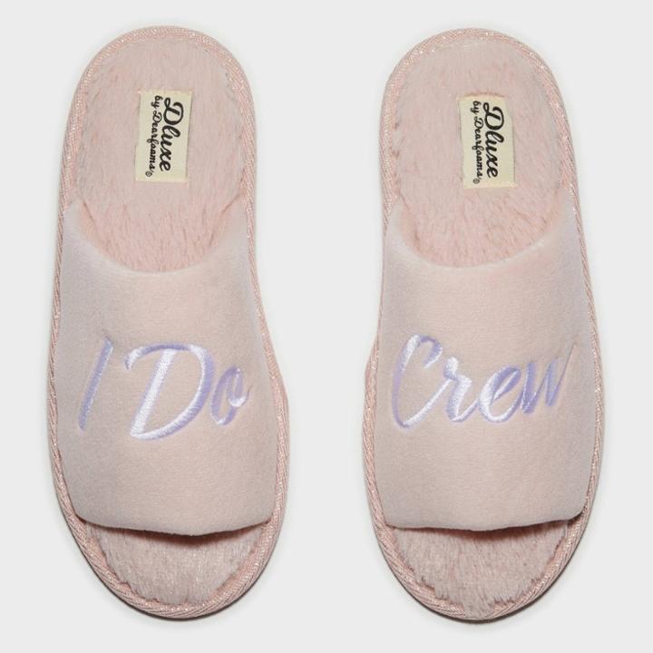 Women's Dluxe By Dearfoams I Do Crew Slide Slippers - Pink