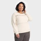 Women's Plus Size Long Sleeve French Terry Top - Knox Rose Cream